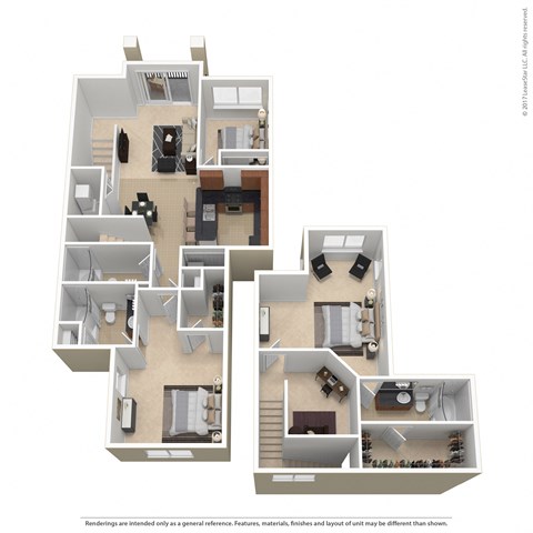 Floor plan for 3 beds, 3 baths, 1586 sqft